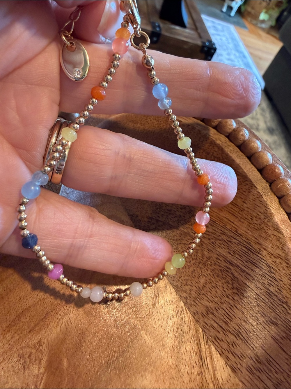 Beaded Multi-Color Bracelet with Gold Accents